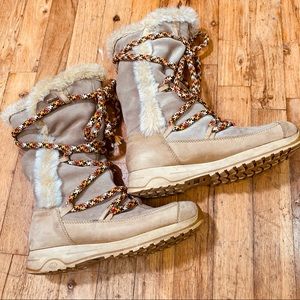 Tecnica Women's Lace Up Waterproof Winter Boots Leather Suede Fur High Tan 7